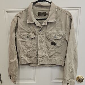 Calvin, Klein, Jeans, Khaki, Denim, Jacket, Crop, Summer, Casual, Office, School